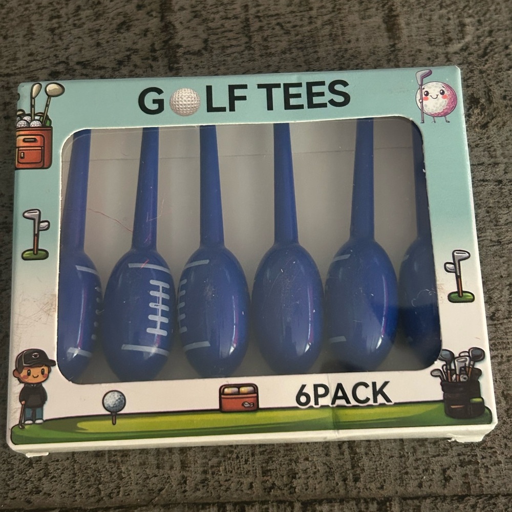 Blue Football Golf Tees 6-Pack